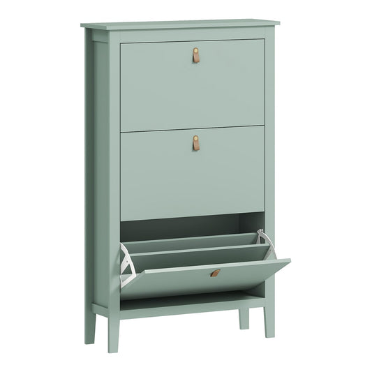 HOMCOM Modern Three-Drawer Shoe Cabinet in Green