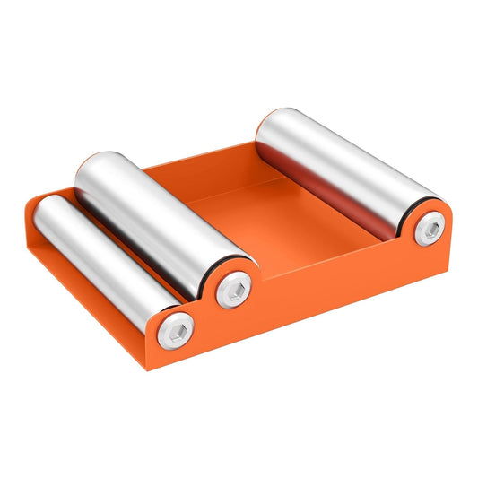 HOMCOM Motorcycle Wheel Cleaning Roller Stand with Steel Frame showing the orange base and rollers