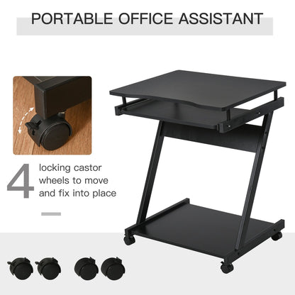 The office desk showing four locking castor wheels for easy movement