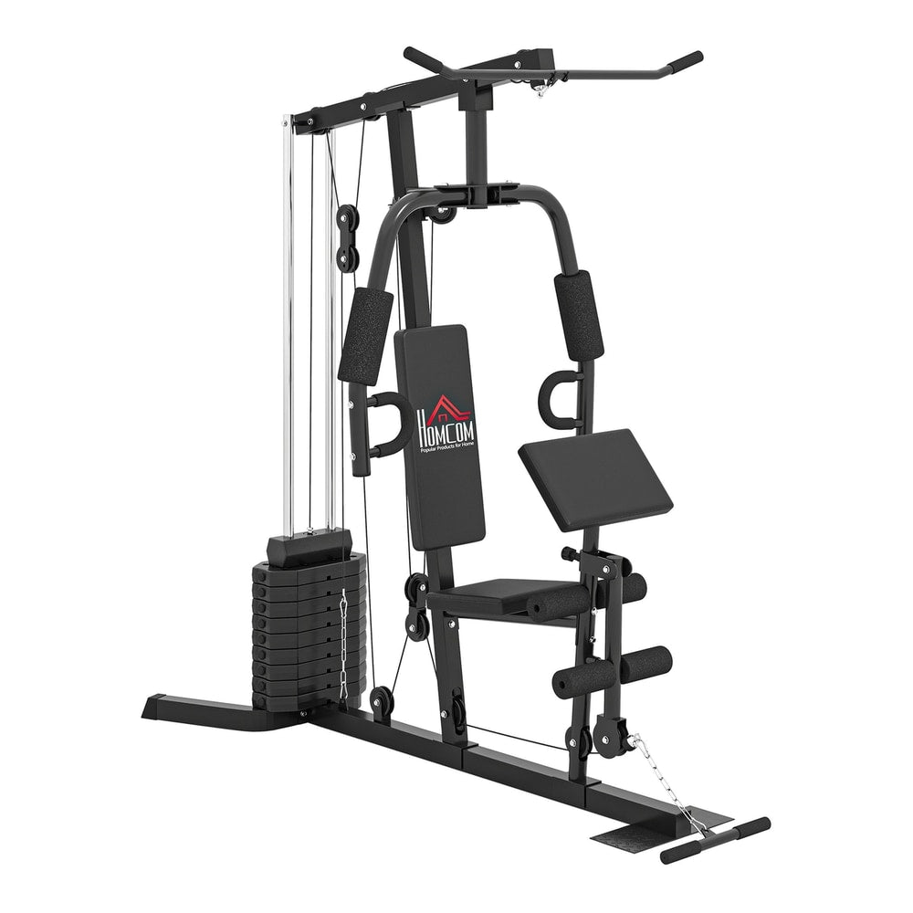 HOMCOM Multi-Exercise Gym Station with weight stack and various workout attachments
