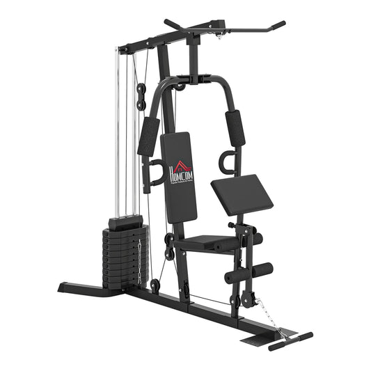HOMCOM Multi-Exercise Gym Station with weight stack and various workout attachments