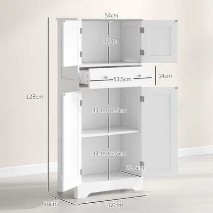 The white kitchen cabinet with dimensions shown for height, width and depth