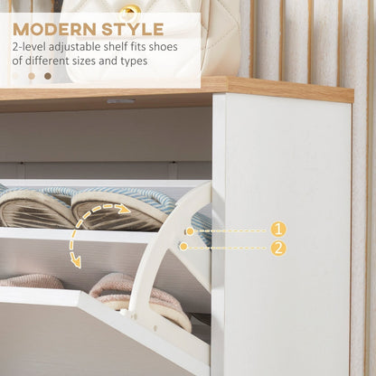 Close-up of the adjustable shelf inside the shoe cabinet