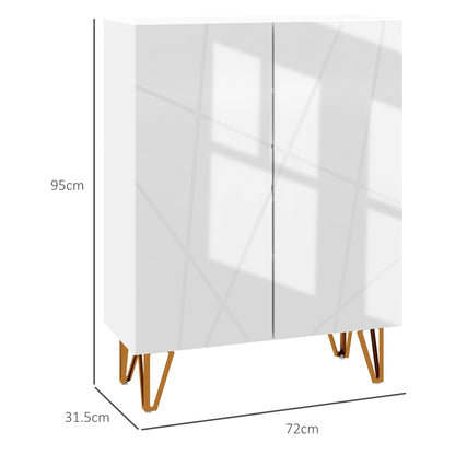 Dimensions of the white shoe storage cabinet with gold legs