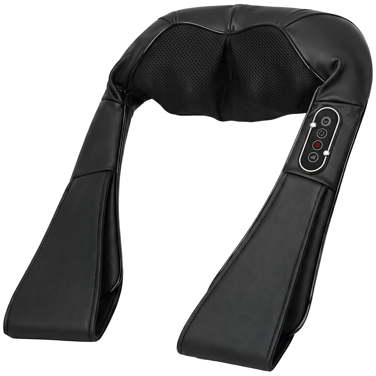 HOMCOM Neck and Shoulder Massager with Heat, a black shiatsu kneading device with control buttons