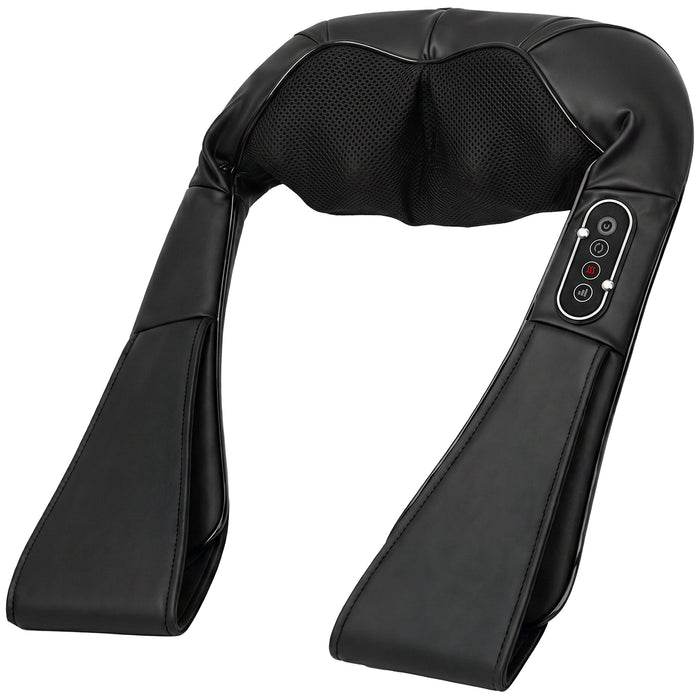 HOMCOM Neck and Shoulder Massager with Heat, a black shiatsu kneading device with control buttons