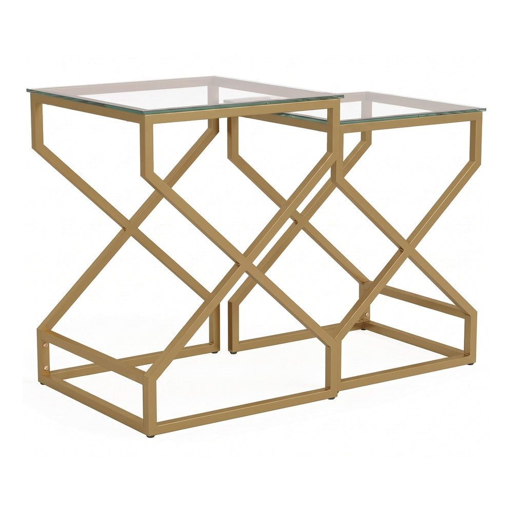 HOMCOM Nest of Tables in Transparent and Gold Tone