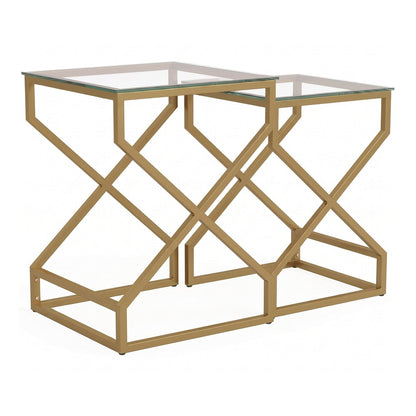 HOMCOM Nest of Tables in Transparent and Gold Tone