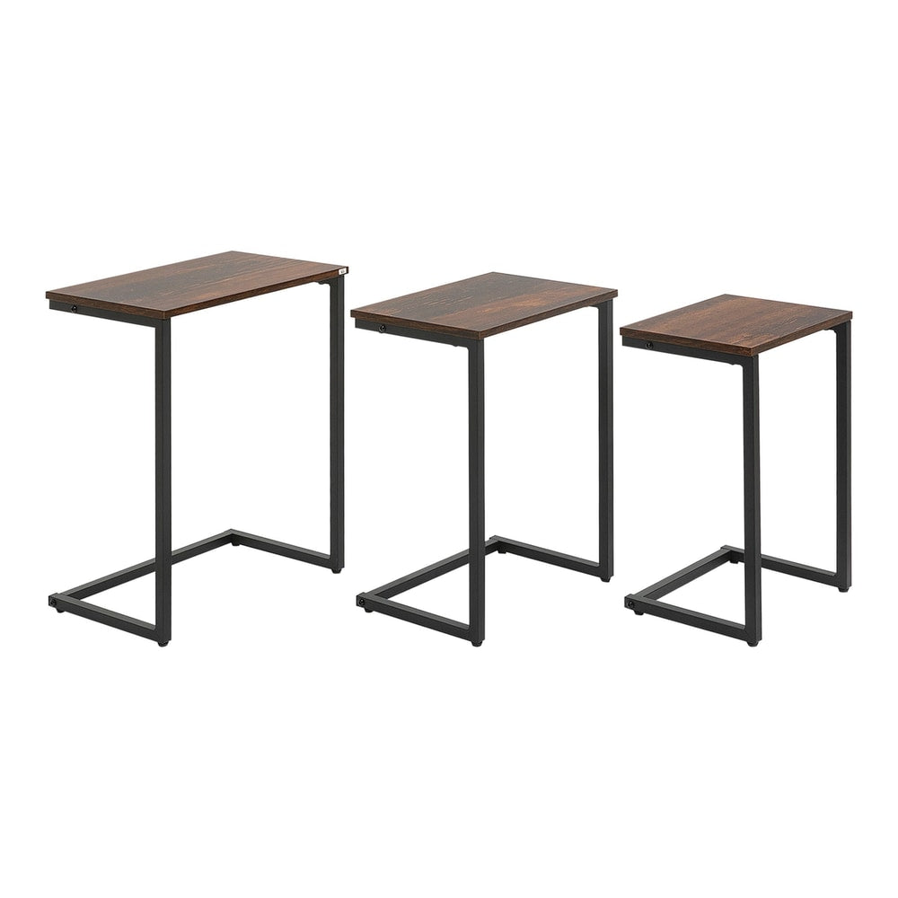 HOMCOM Nesting Side Tables Set of 3 arranged in a row from largest to smallest on a white background