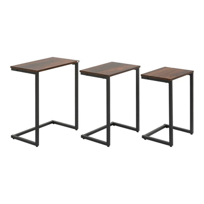 HOMCOM Nesting Side Tables Set of 3 arranged in a row from largest to smallest on a white background