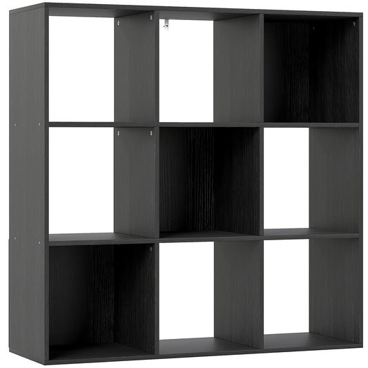 HOMCOM Nine-Cube Storage Shelf in black with an open grid design for versatile organisation