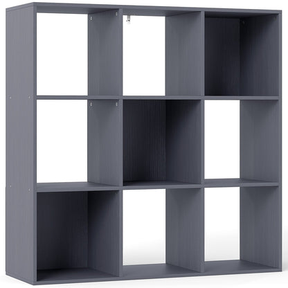 HOMCOM Nine-Cube Storage Shelf in grey, a freestanding unit with nine square compartments