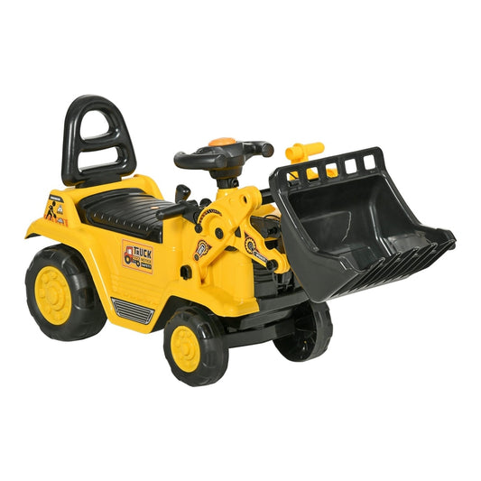 HOMCOM NO POWER 3 in 1 Ride On Toy Bulldozer Toddler Digger Excavator Scooter Storage Cart Toilet Pretend Play Construction