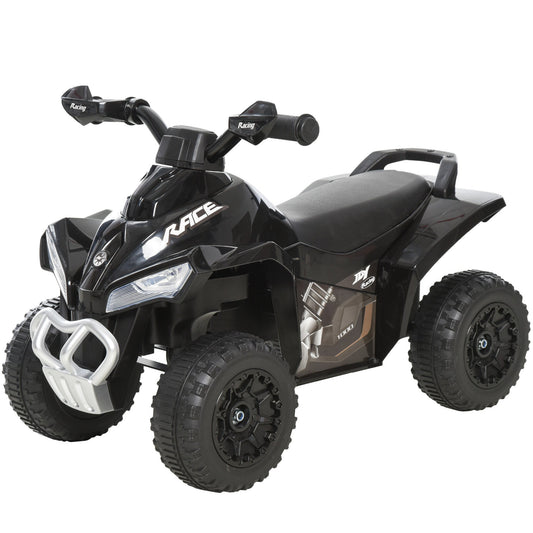 HOMCOM No Power Kids Ride on Toy Foot-to-Floor Sliding Quad in black from a front three-quarter view