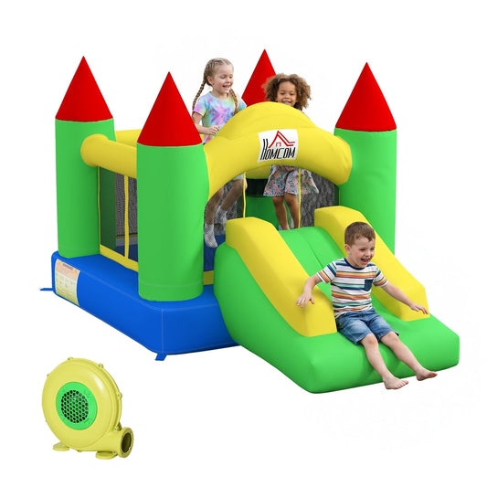 HOMCOM Nylon Inflatable Bouncy Castle in Green