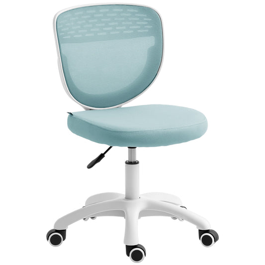 HOMCOM Office Chair in light blue with a white frame and swivel wheels on a plain white background