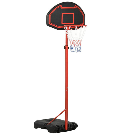 HOMCOM Basketball Hoop Outdoor, a portable basketball hoop and stand with a black and red backboard and white net