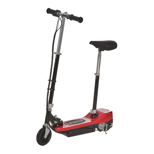 HOMCOM Powered E-Scooter Ride-On in red with a black seat and handlebars