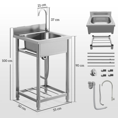 This kitchen furniture includes a diagram showing the dimensions and parts included