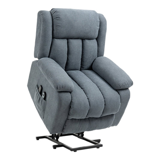 HOMCOM Power Lift Recliner Chair with Massage in dark grey with a remote in the side pocket