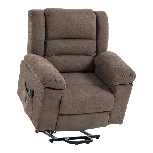 HOMCOM Oversized Riser Recliner Chair with Massage and Heat in Brown