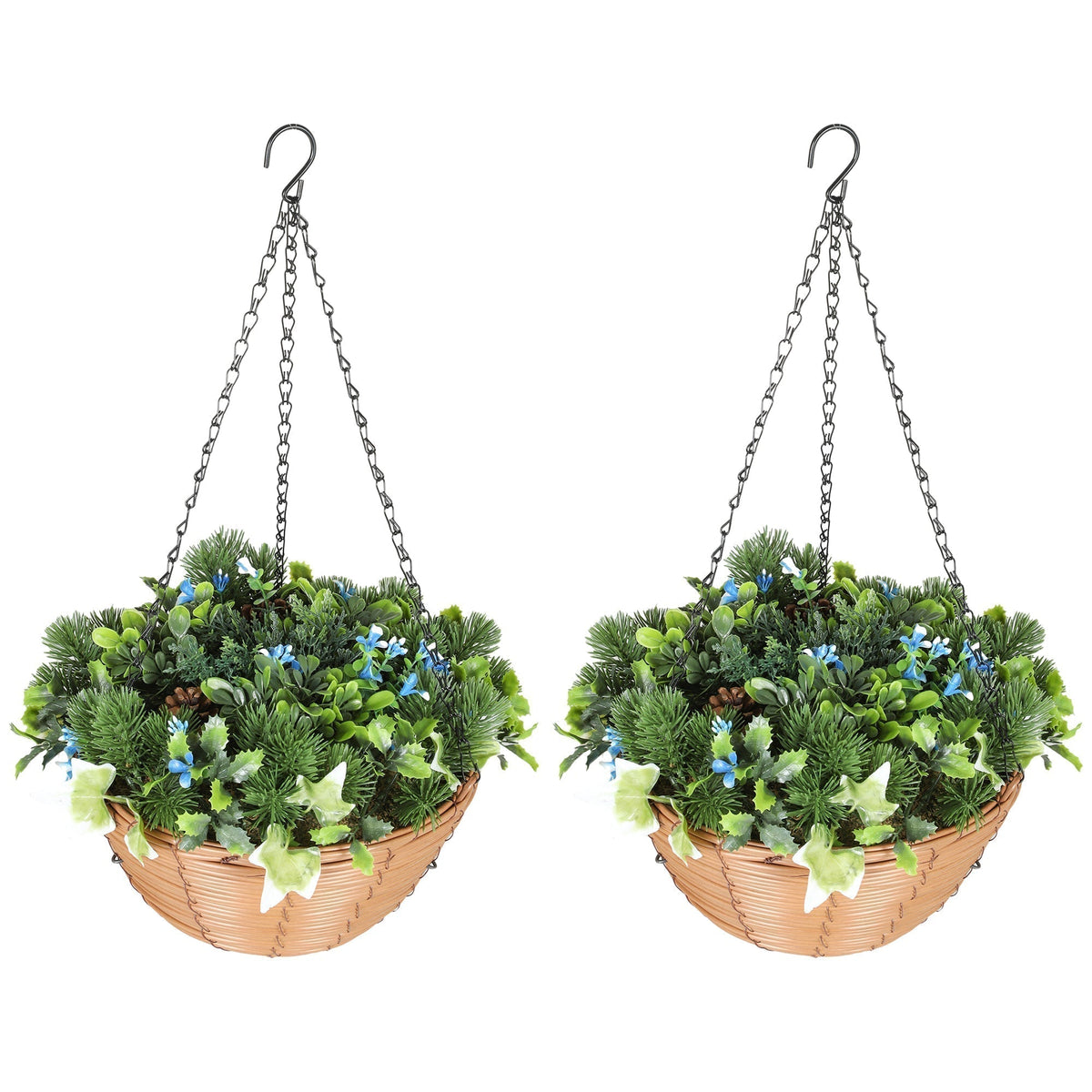 HOMCOM Pack of 2 Faux Plant Artificial Lisianthus Flowers displayed side by side on a white background
