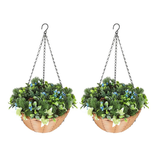 HOMCOM Pack of 2 Faux Plant Artificial Lisianthus Flowers displayed side by side on a white background