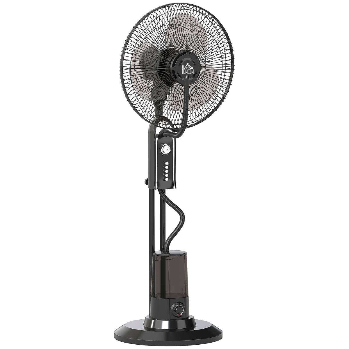 HOMCOM Pedestal Fan with Water Mist Spray in Black