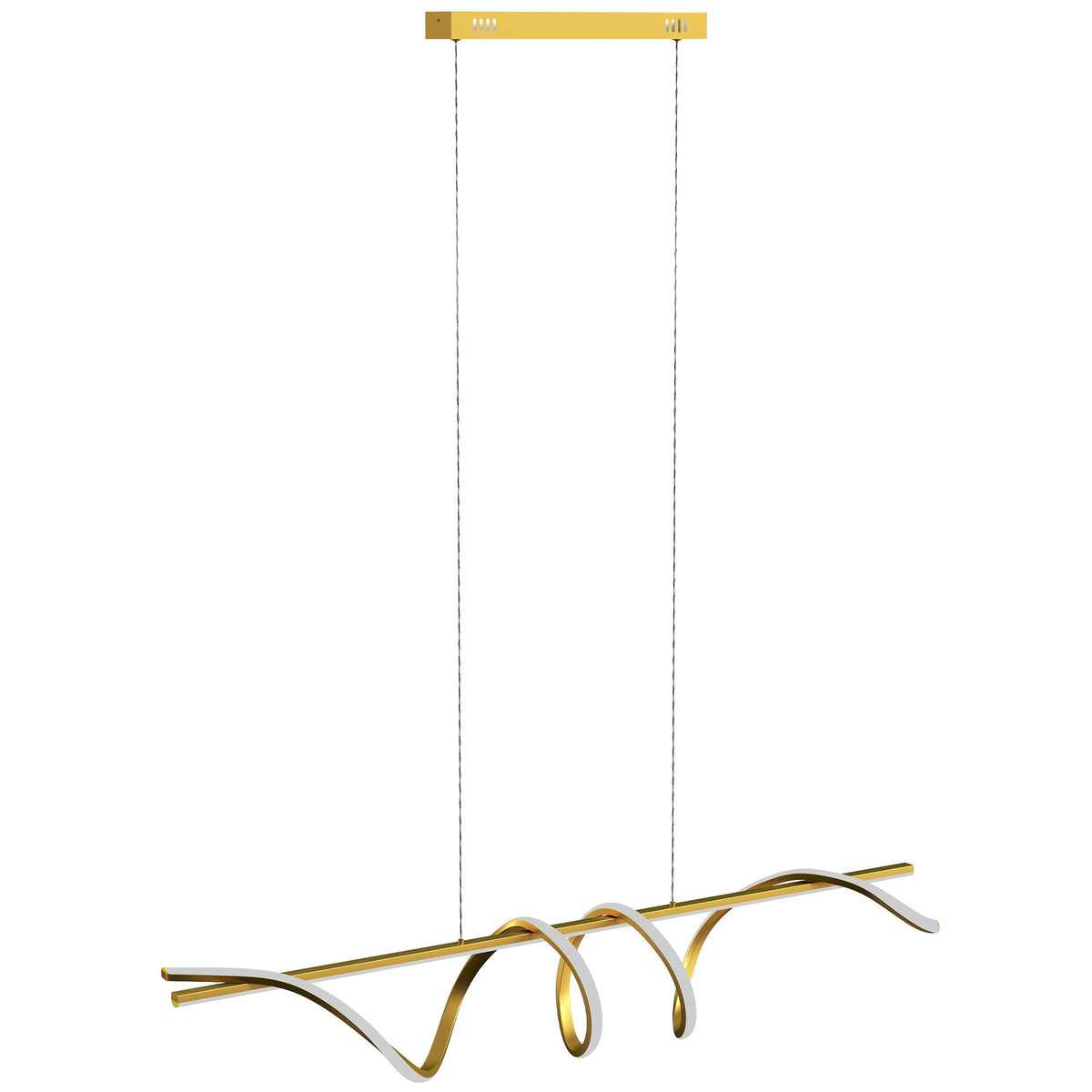 HOMCOM Pendant Light with 3 Colour Temperatures, a modern gold tone ceiling light with a swirling design