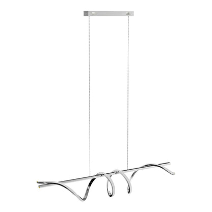 HOMCOM Pendant Light with 3 Colour Temperatures, a modern silver tone ceiling light with a swirling design