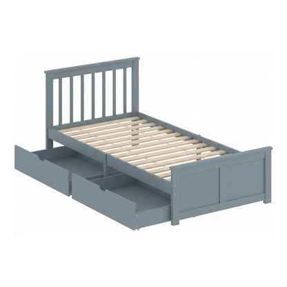 HOMCOM Pine Storage Bed, a grey single bed frame with three drawers underneath and a slatted base