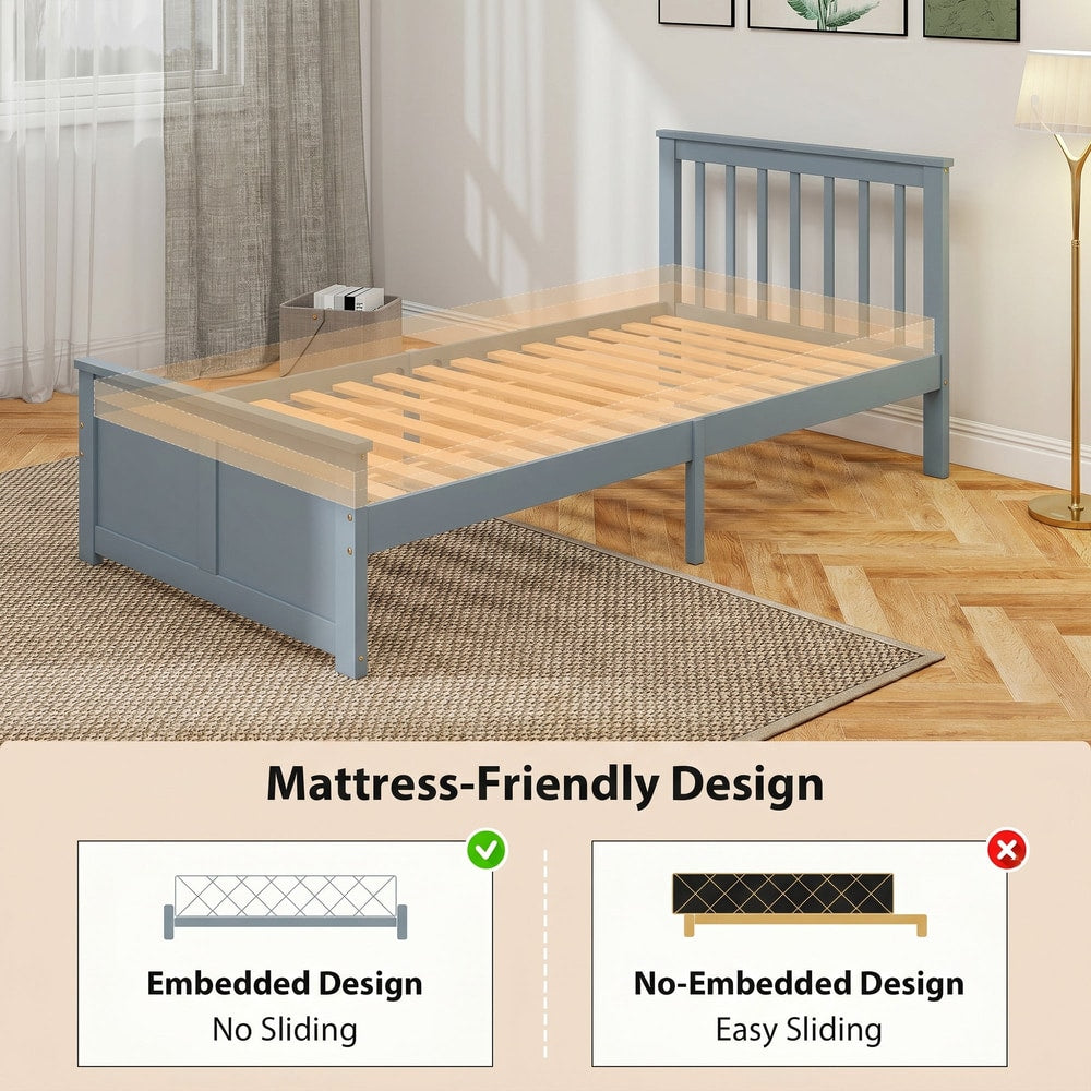 Diagram showing the mattress friendly design of the grey single storage bed