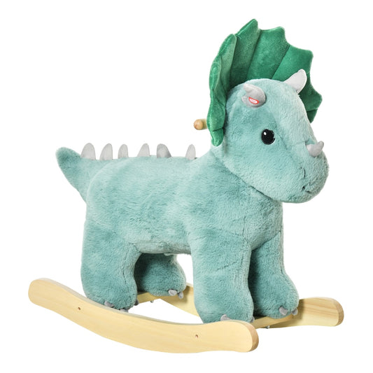 HOMCOM Plush Ride-On Rocking Dinosaur in Green