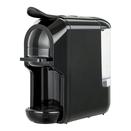 HOMCOM Pod Coffee Machine for Nespresso, a small black semi-automatic coffee maker with a water tank on the side