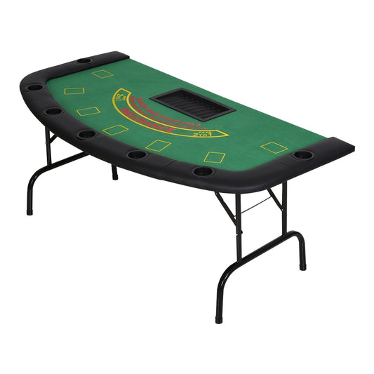 HOMCOM Poker Table with green felt surface, black padded rails and metal legs