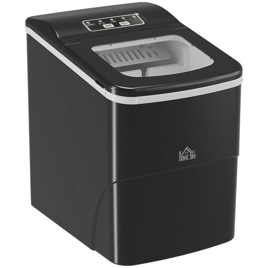 HOMCOM 12kg Countertop Ice Cube Machine in black with a clear lid and control panel on top