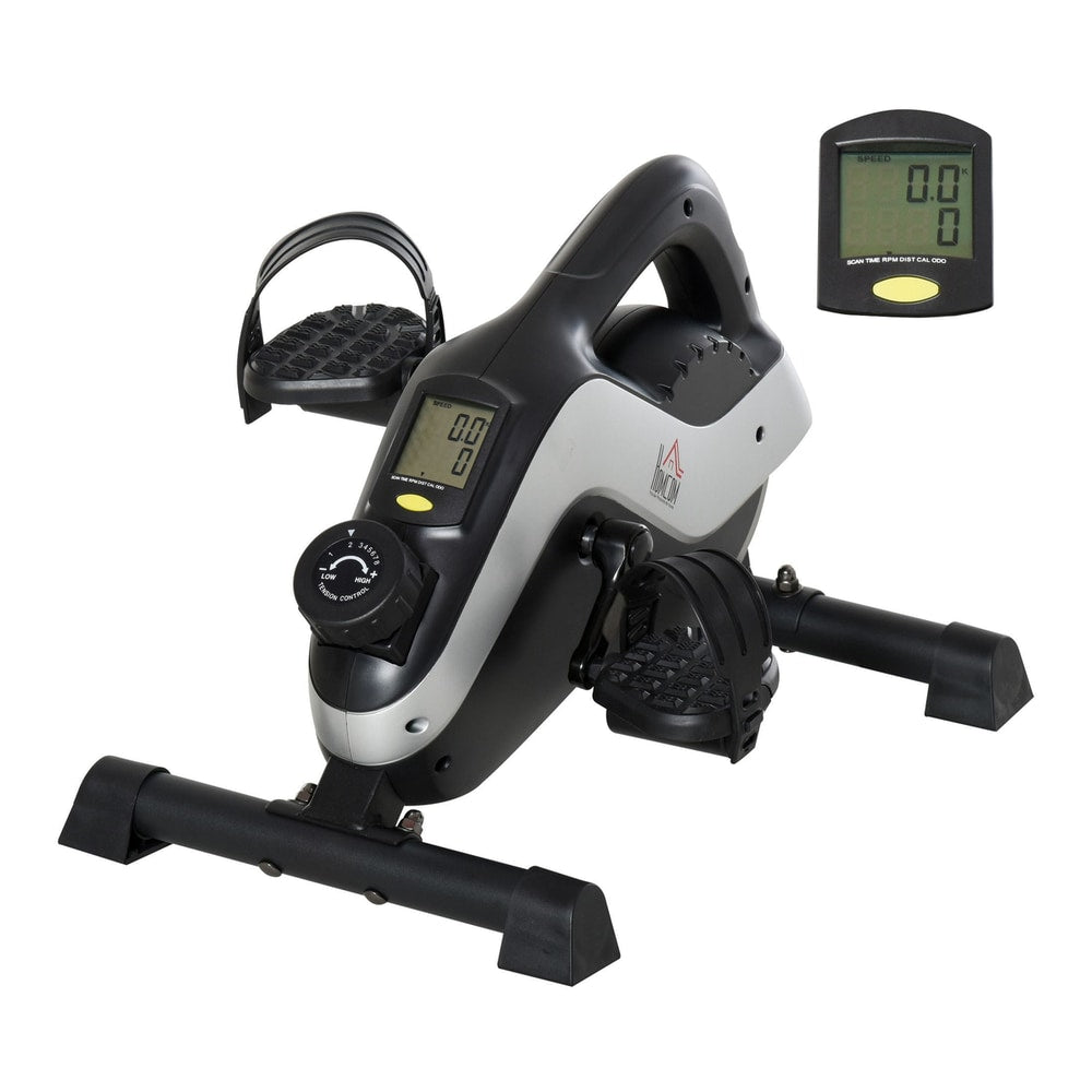 HOMCOM Portable Pedal Exerciser with LCD display and adjustable resistance knobs