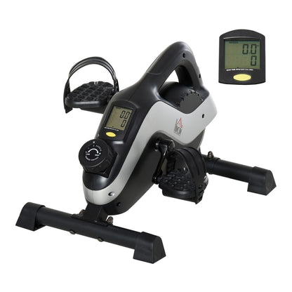 HOMCOM Portable Pedal Exerciser with LCD display and adjustable resistance knobs