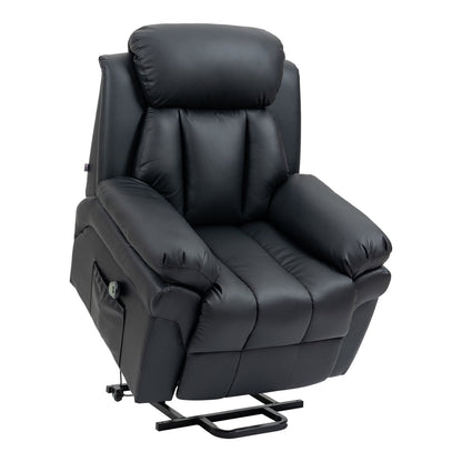 HOMCOM Power Lift Chair Recliner, a black electric armchair with a padded headrest and armrests
