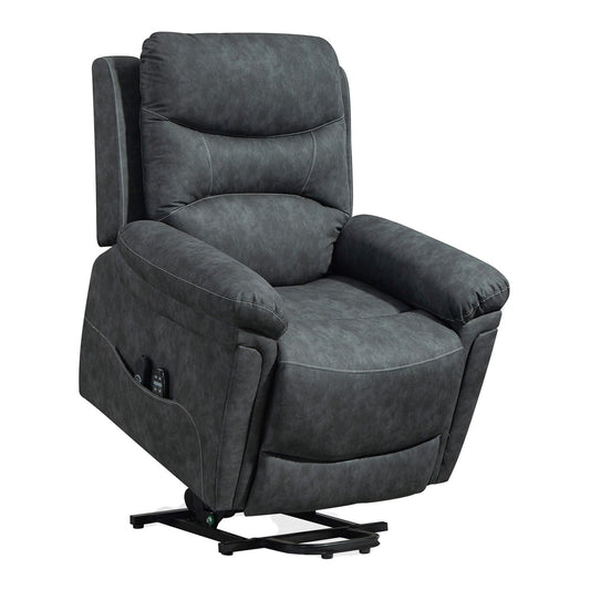 HOMCOM Power Lift Recliner Chair with Vibration Massage in grey, a comfortable armchair with padded arms and back