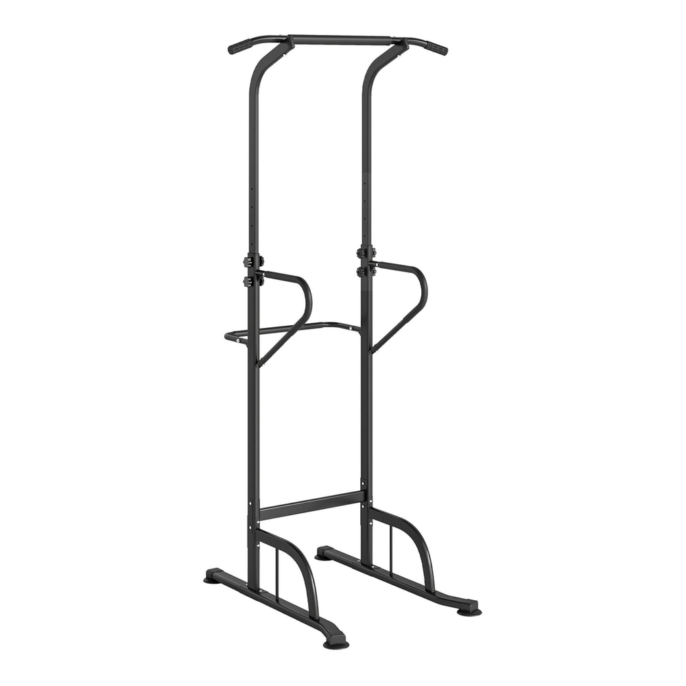 HOMCOM Power Tower Dip Station Pull Up Bar Multi-Function Push Up Equipment standing on a white floor