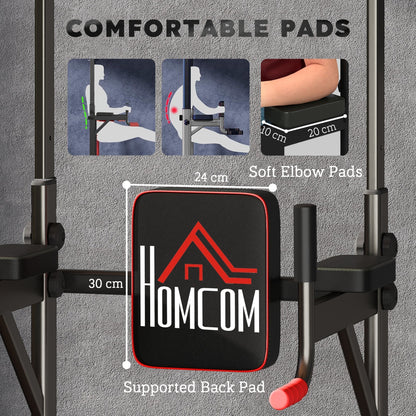 Close-up of the comfortable padded back and arm supports on the power tower station