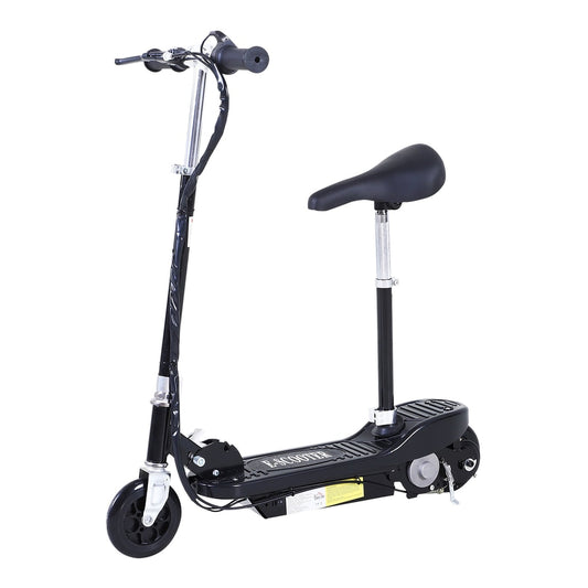 HOMCOM Powered Electric Scooter Ride-On in black with an adjustable seat and handlebars