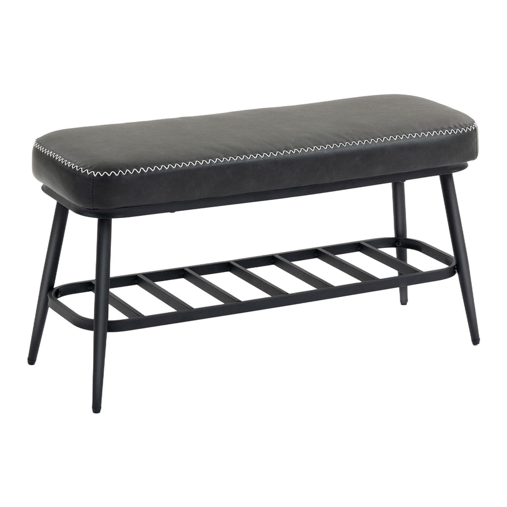 HOMCOM PU Leather Shoe Storage Bench in Charcoal Grey