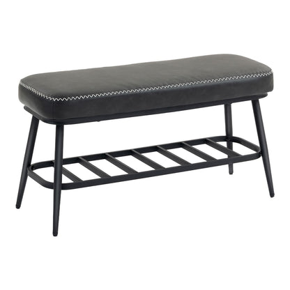 HOMCOM PU Leather Shoe Storage Bench in Charcoal Grey