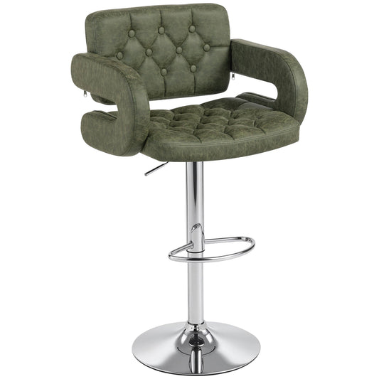 HOMCOM PU Leather Upholstered Swivel Bar Stool with tufted backrest and chrome base
