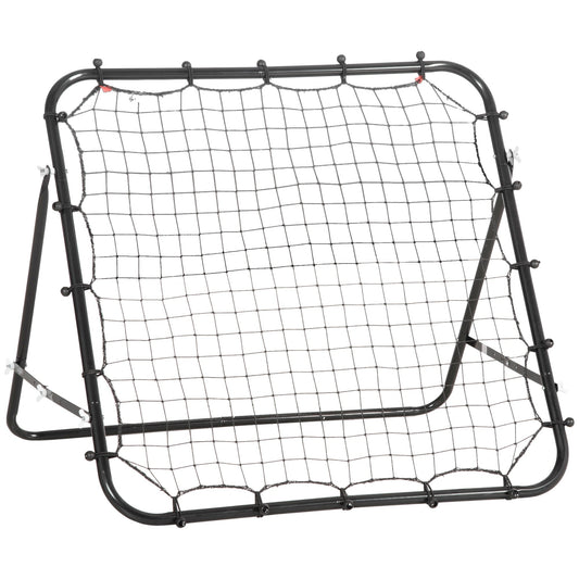 HOMCOM Rebounder Net, a black football training rebounder with a net and metal frame