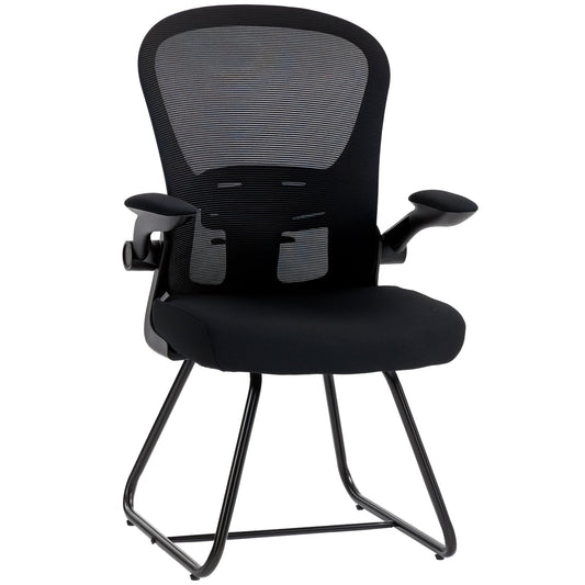HOMCOM Reception Chair with black mesh back and flip-up armrests