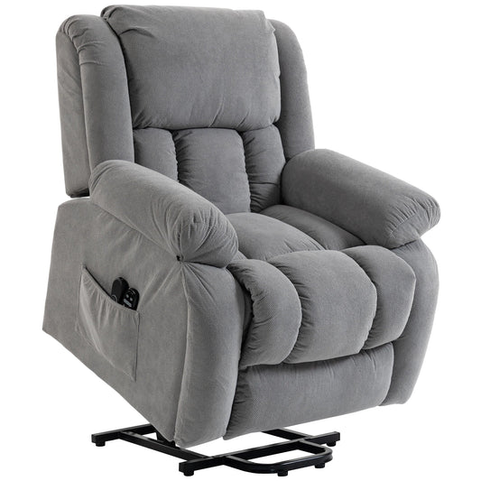 HOMCOM Recliner Armchair Lift Chair in light grey with a side pocket and remote control