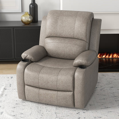 The brown reclining armchair placed in a living room next to a fireplace